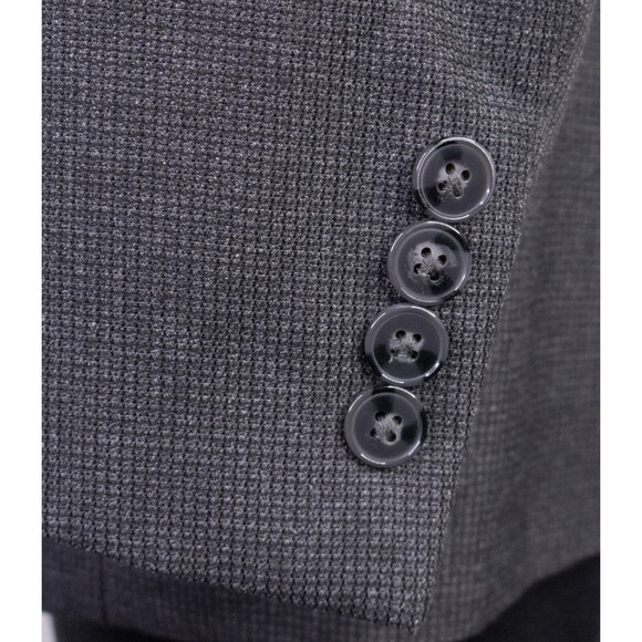 Calvin Klein Sport Coat Mens 42R Gray Micro Check Poly Blend 2 Button Dual-Vent - Picture 7 of 13